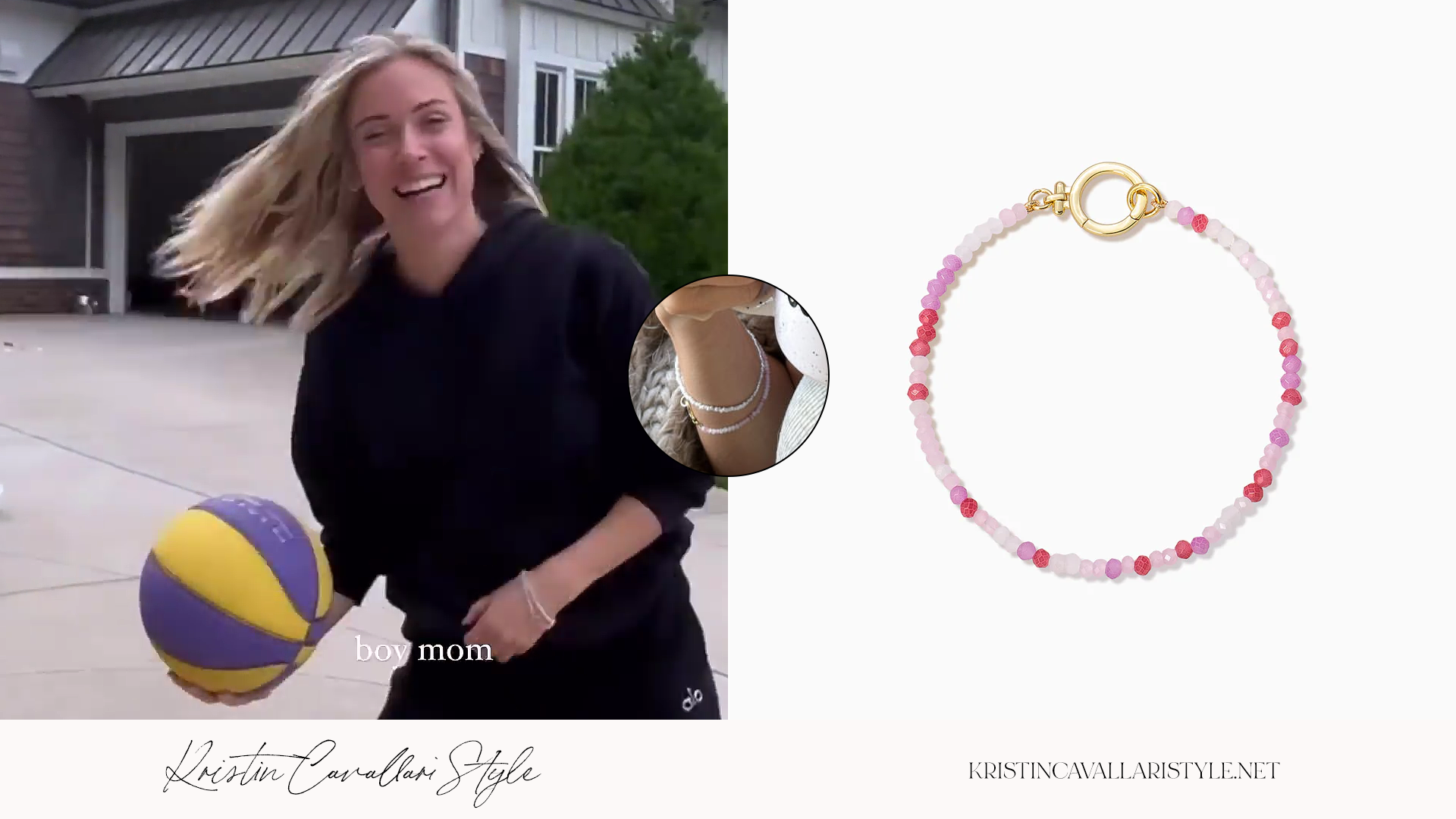 Kristin Cavallari Style - Uncommon James 'Coastal' Beaded Bracelet in Pink/White on Kristin Cavallari
