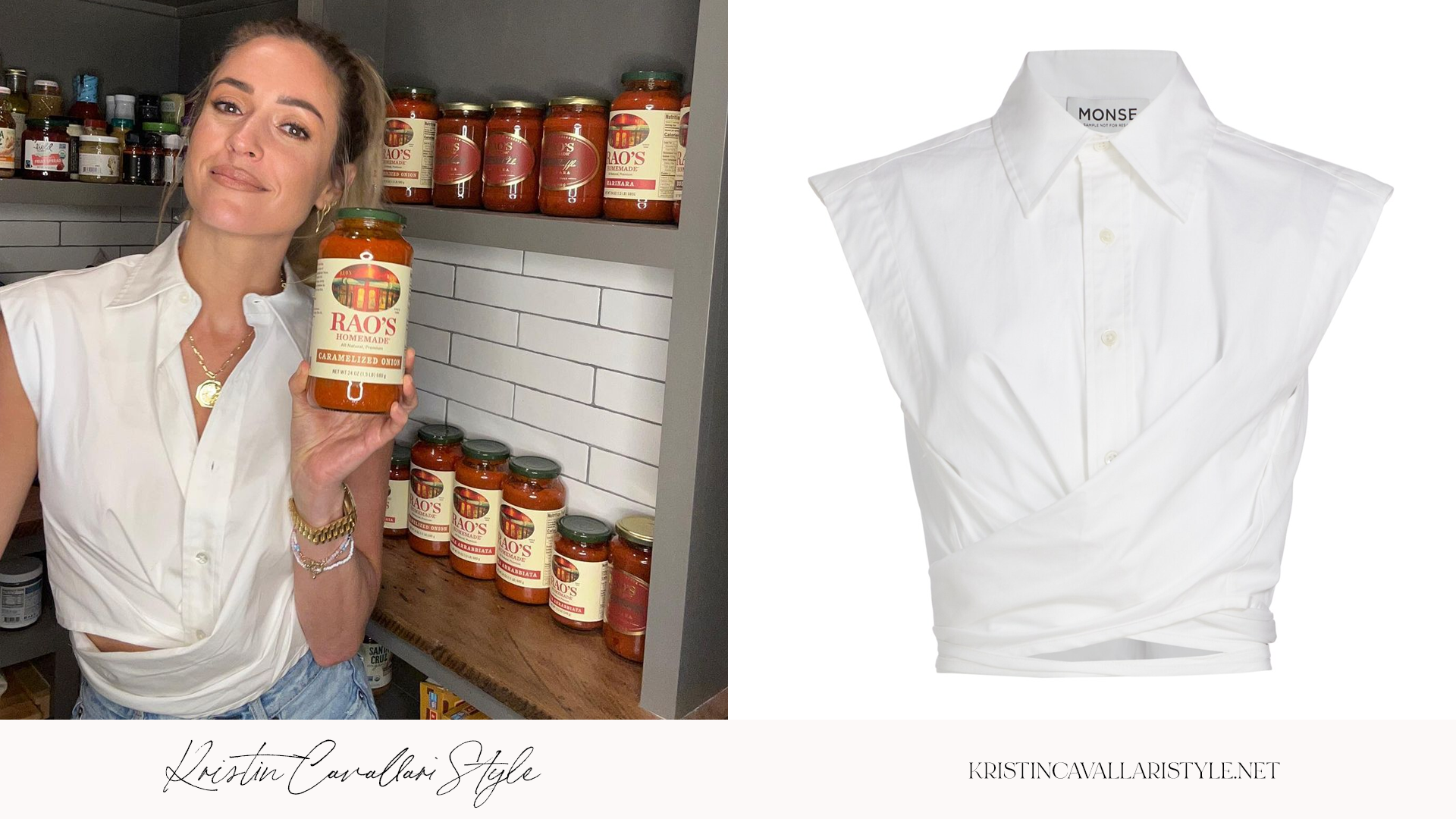 Kristin Cavallari Style - Monse Sleeveless Cropped Wrap Shirt in Ivory