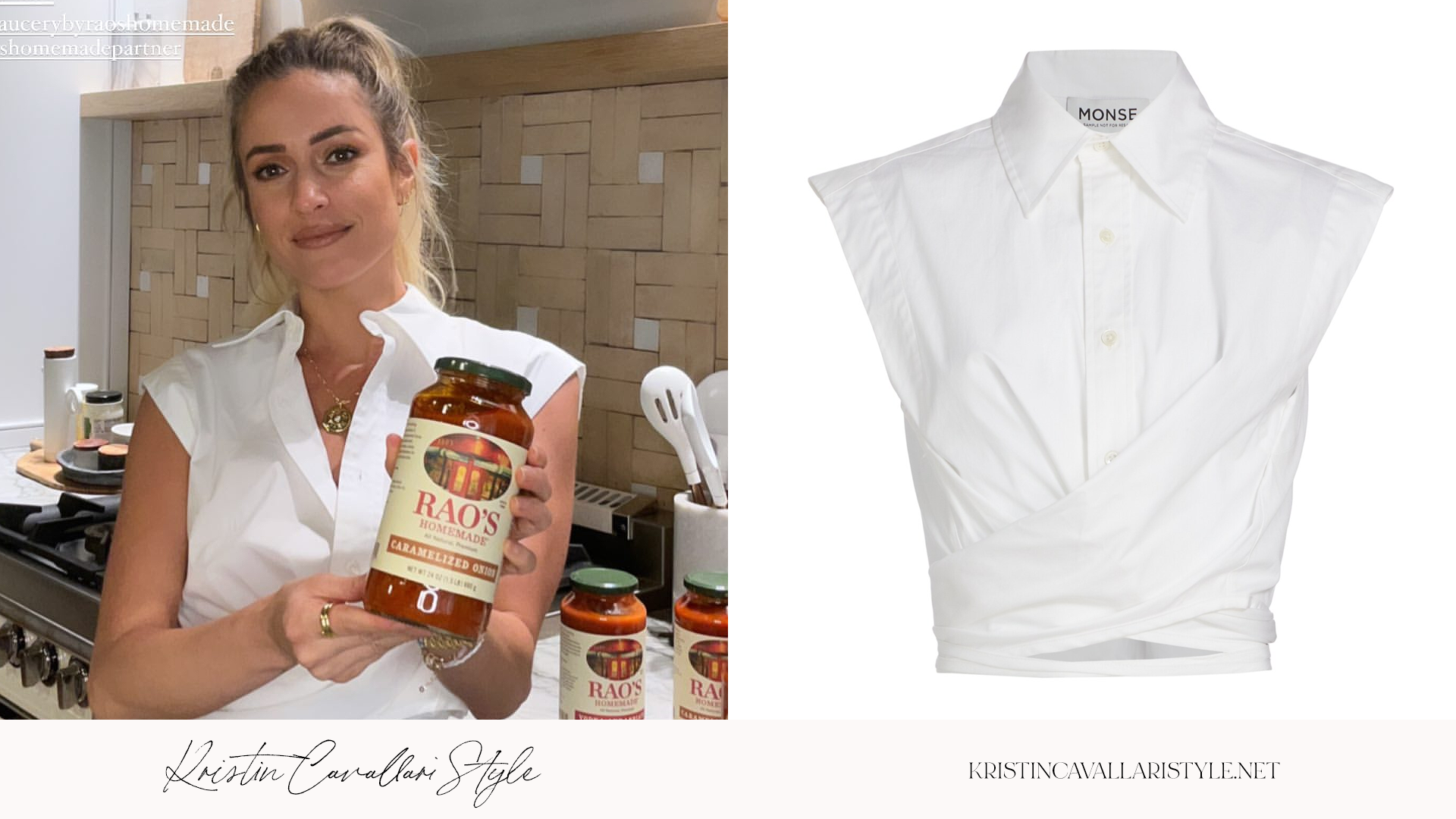 Kristin Cavallari Style - Monse Sleeveless Cropped Wrap Shirt in Ivory on Kristin Cavallari