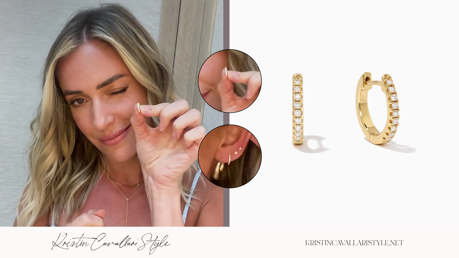 Kristin Cavallari Style - Uncommon James Studded Vermeil Huggie Earring in Gold Vermeil on Kristin Cavallari