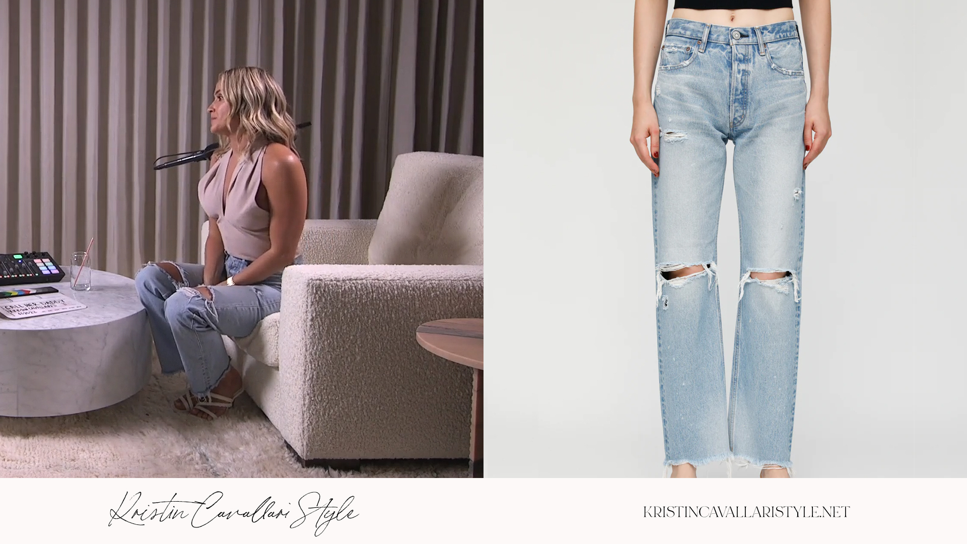 Kristin Cavallari Style - Moussy Vintage ‘Odessa’ Wide Straight Jeans in Light Blue on Kristin Cavallari