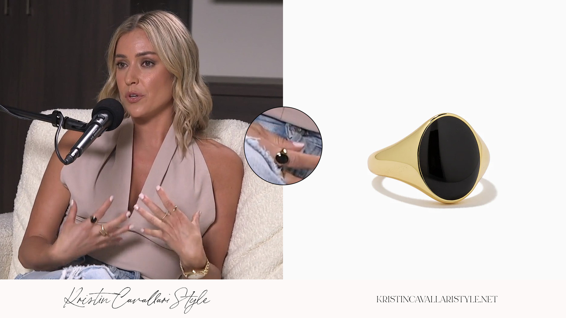 Kristin Cavallari Style - Uncommon James Black Onyx Oval Ring in Gold on Kristin Cavallari