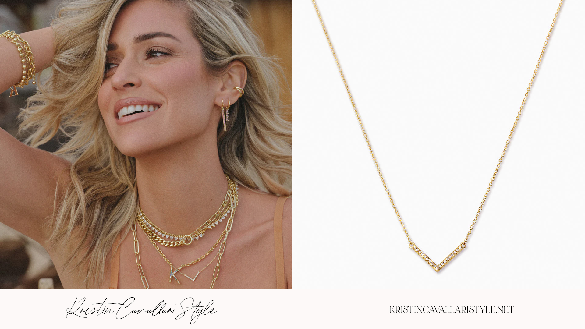 Kristin Cavallari Style - Uncommon James Studded 'Baby V' Necklace on Kristin Cavallari