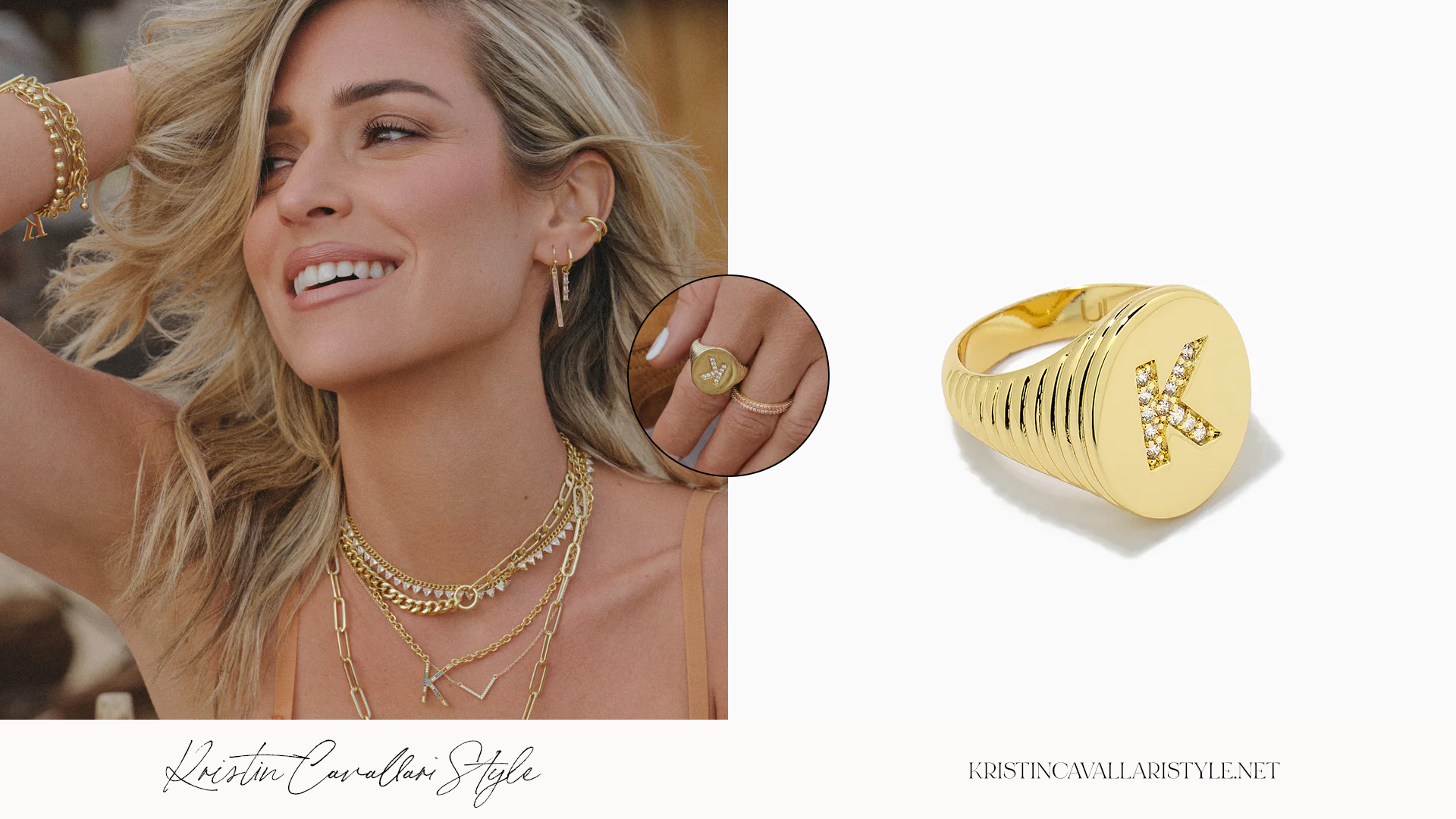 Kristin Cavallari Style - Uncommon James 'Initial Here' Ring in Gold on Kristin Cavallari